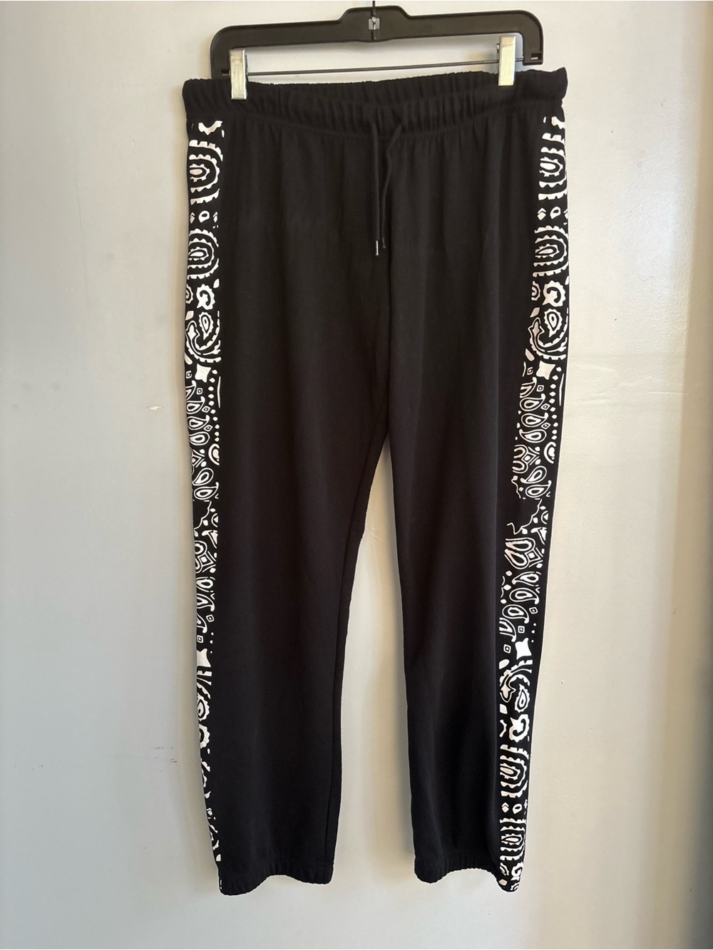 Black Women's Joggers with White Bandana Side Stripes